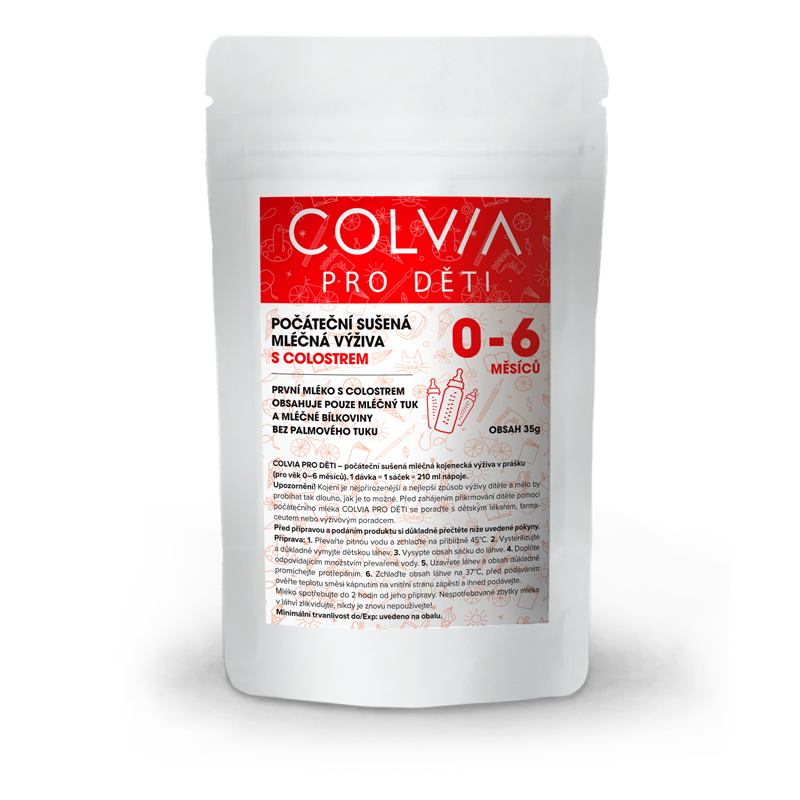 COLVIA Počáteční kojenecké mléko s colostrem 0–6 měsíců, vzorek 35g