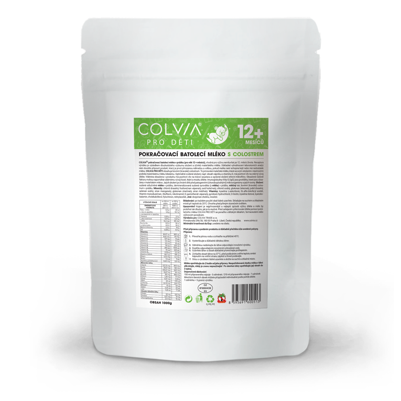 COLVIA Pokračovací batolecí mléko s colostrem 12+ měsíců, 1000g