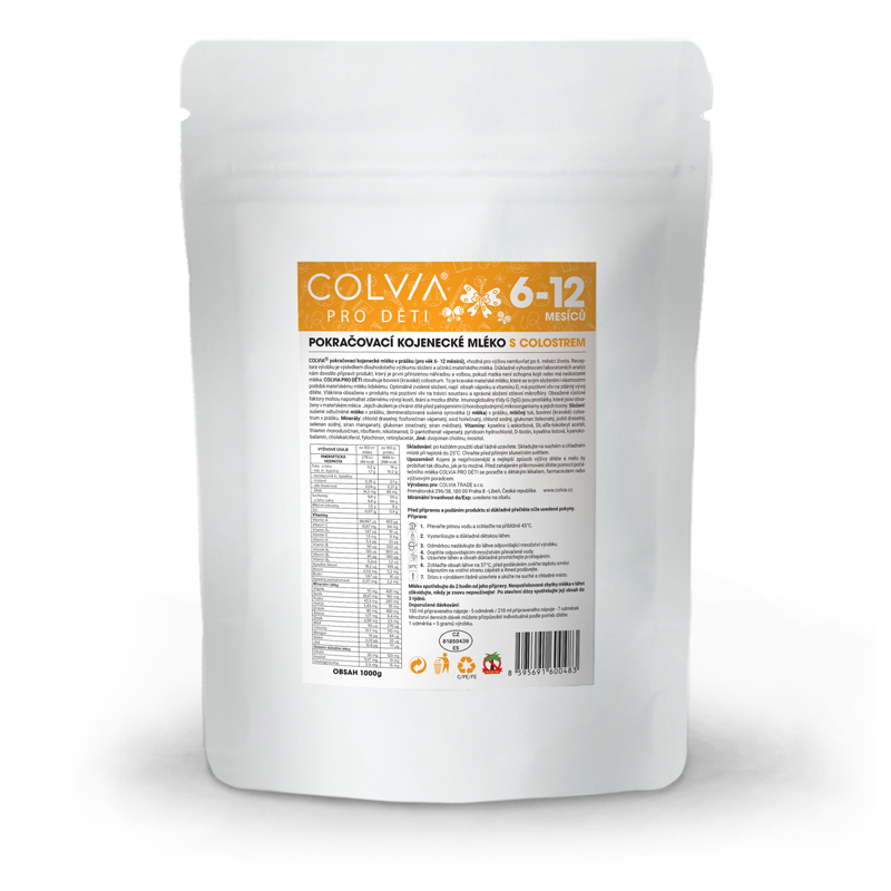 COLVIA Pokračovací kojenecké mléko s colostrem 6–12 měsíců, 1000g