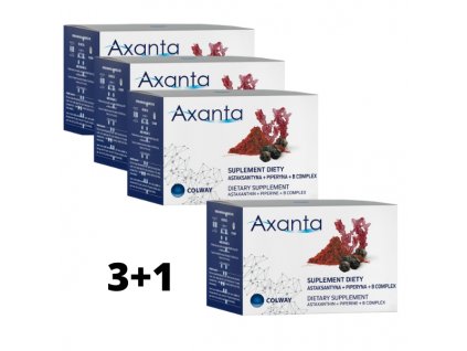 AXANTA - ASTAXANTHIN 3+1 ZDARMA - Jeden z Nejsilnějších Antioxidantů + Piperin + Komplex Vit. B