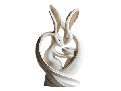 Soška zajíci bílé pozadí