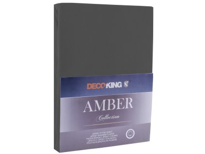Bavlněné jersey prostěradlo Amber grafitově šedá Deco king