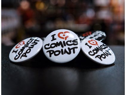 I Love Comics Point placka bílá