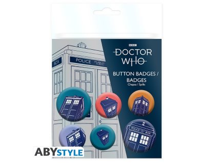 doctor who badge pack the tardis x4