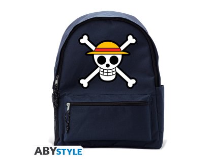 one piece blue backpack skull