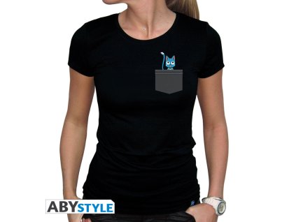 fairy tail tshirt pocket happy woman ss black basic