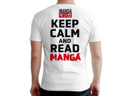 keep calm and read manga man white tshirt asian art