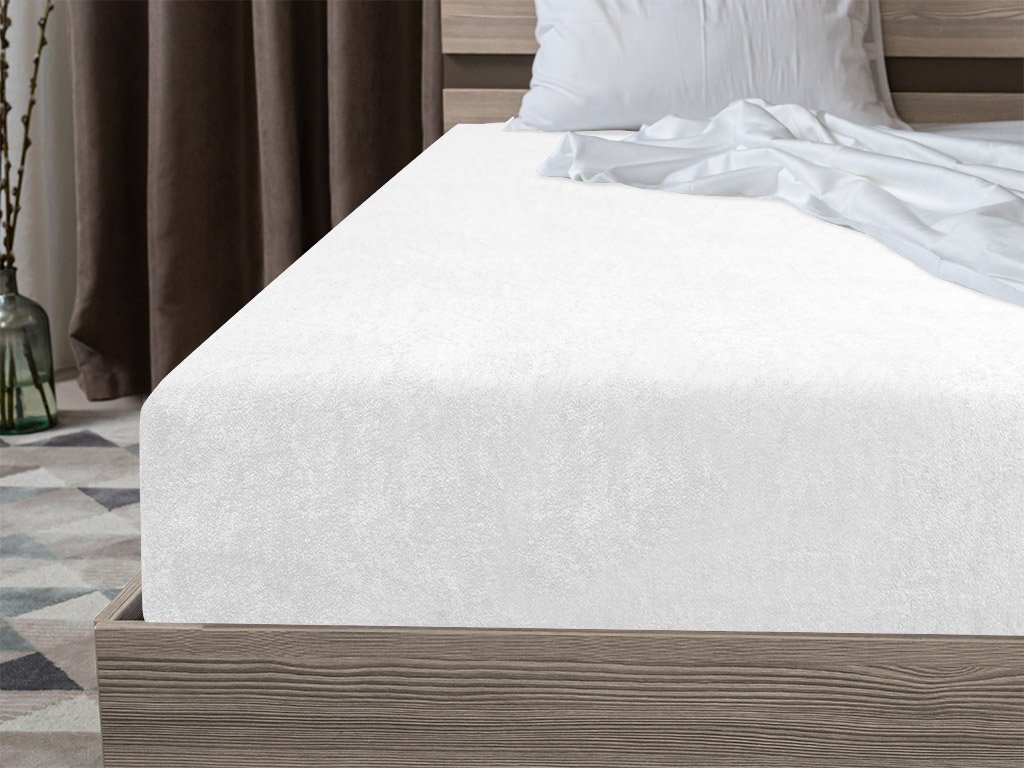 Cearsaf Frotir cu elastic alb 90x200 cm – moale și confortabil