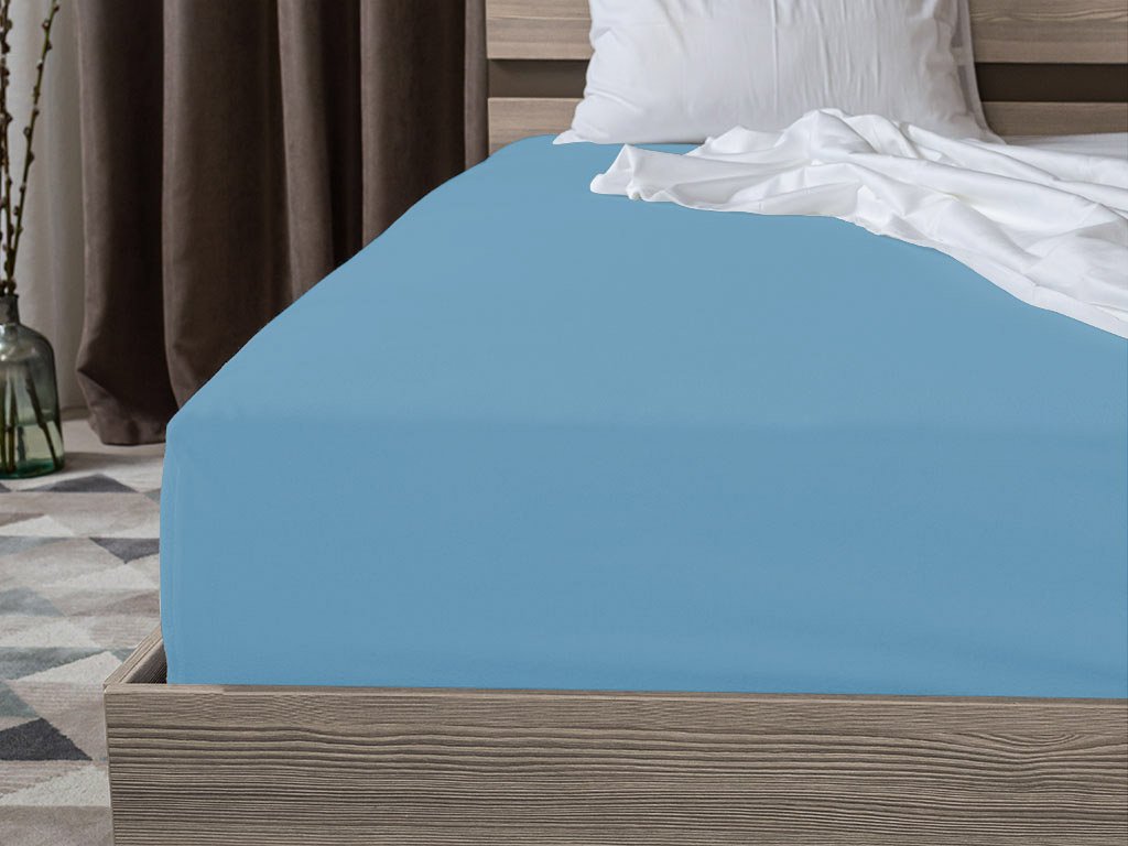 Pohodlné světle modré prostěradlo 90 x 200 cm pro klidný spánek