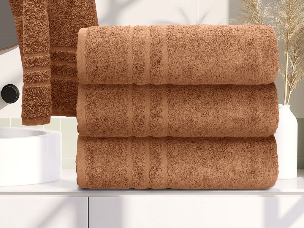Prosop de corp Confort Maxi maro 100x200 cm cu bordură decorativă, 100% bumbac