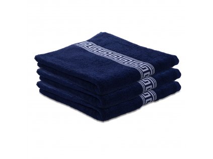 Prosop GREEK albastru închis 70x130 cm, 100% bumbac, cu bordură elegantă grecească