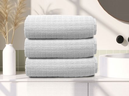 Prosop de corp JERRY alb 70x140 cm, 100% bumbac, cu design texturat elegant