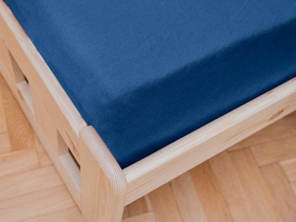 Cearsaf Jersey pentru patut copii cu elastic albastru inchis 60x120 cm
