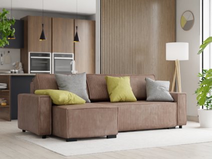 Canapea extensibila cu colt dreapta Culoare Maro, SMART
