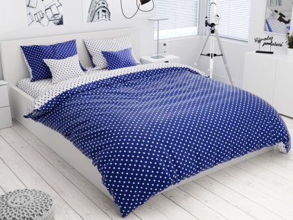 Lenjerie de pat din bumbac Culoare Albastru, PUNTOS 6 piese