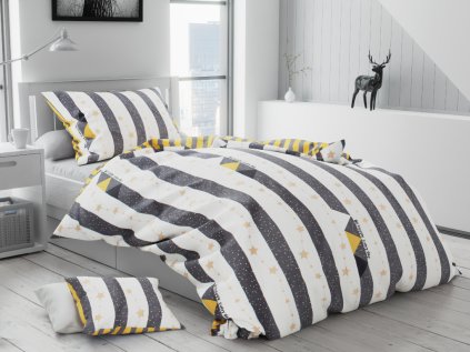Lenjerie de pat din bumbac alb LONKY + husa de perna 40 x 50 cm gratuit