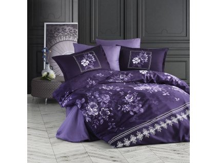 Lenjerie de pat din bumbac satinat violet, CATALINA