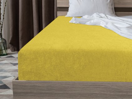 Cearsaf Frotir cu elastic EXCLUSIVE galben 90x200 cm – moale și confortabil