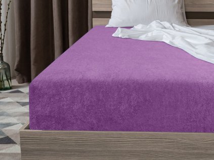 Cearsaf Frotir cu elastic mov închis 90x200 cm – moale și confortabil