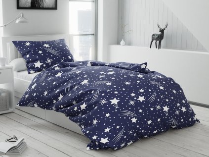 Lenjerie de pat din bumbac Culoare albastru inchis, NIGHT SKY