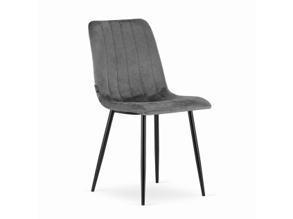Gri scaun bucatarie LAVA din catifea cu picioare negre