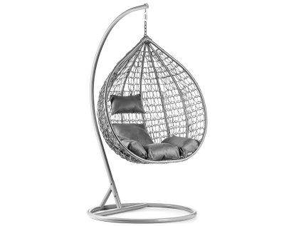 Scaun suspendat KOKON gri cu stativ, perna gri