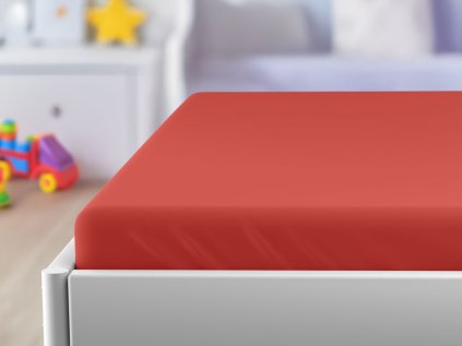 Cearsaf de pat din jerseu pentru patut copii Culoare rosu, 70x140 cm
