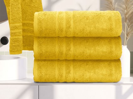 Prosop de corp Classic galben 70x140 cm, 100% bumbac cu bordură decorativă