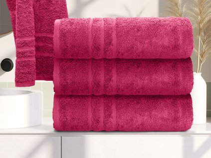 Prosop de corp Classic purpuriu 70x140 cm, 100% bumbac cu bordură decorativă