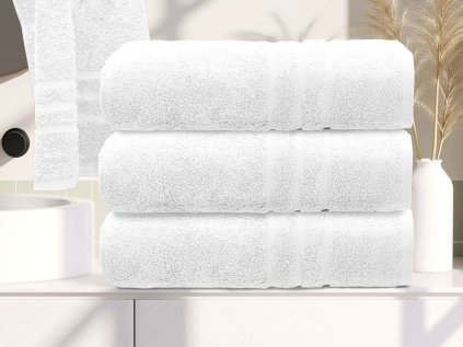 Prosop de corp Classic alb 70x140 cm cu bordură decorativă, 100% bumbac