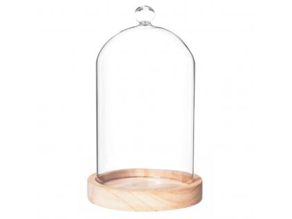 Clopot de sticlă pe suport din lemn CLOCHE - descoperiți stilul și funcționalitatea într-un singur produs. Accesoriu ideal pentru interiorul dumneavoastră.  