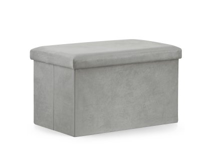 Taburet pliabil gri FURELA VELVET XL 60 x 38 x 38 cm