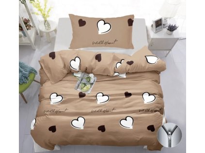 Lenjerie de pat din bumbac WELL HEART maro