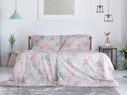 Moderní bavlněné povlečení PIASTRELLA šedé s elegantním vzorem