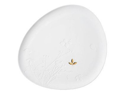 33780 bily porcelanovy talir gold leaf velky