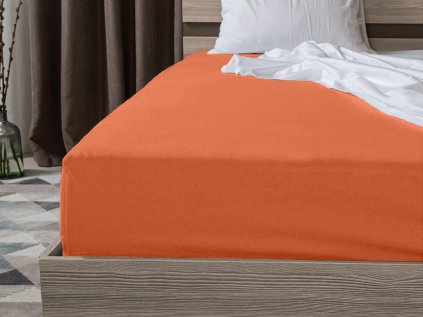 Oranžové jersey prostěradlo 90 x 200 cm z 100% bavlny pro maximální komfort