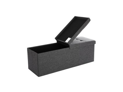Taburet s odklápěcím víkem OTTOMAN 110x38 cm, tmavě šedý – praktický úložný prostor