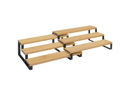 Stojany na kořenky CASCADE – sada 2ks, černý kov a bambus, stupňovitý design pro lepší přehled.
