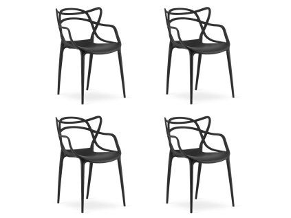 Set 4 scaune din plastic KATO, negru