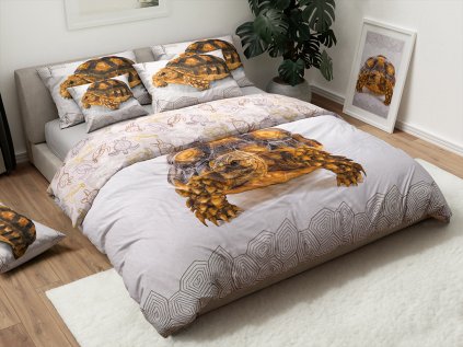 3D bavlněné povlečení TURTLE bílé s realistickým motivem želvy