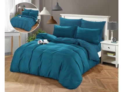 Moderní tyrkysové povlečení LANTA z mikrovlákna s elegantním vzhledem