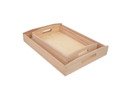 Sada 2 dřevěných podnosů TIMBER TRAYS pro stylové servírování