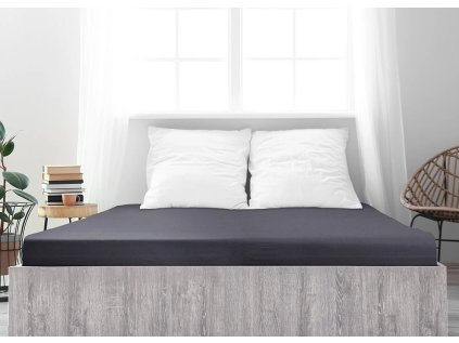Tmavě šedé jersey prostěradlo z mako bavlny LUXORA 180 x 200 cm pro pohodlný spánek