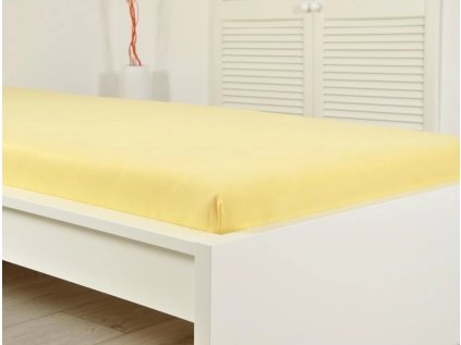 Jersey prostěradlo ALVORA žluté 180 x 200 cm s elastickými okraji