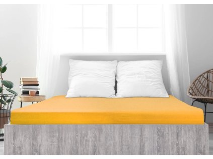 Jersey prostěradlo z mako bavlny LUXORA žluté 180 x 200 cm