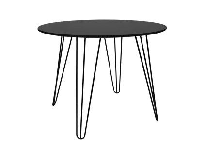 Kulatý jídelní stůl HARRY 100x100 černý s elegantními kovovými nohami ve tvaru vlasových spon