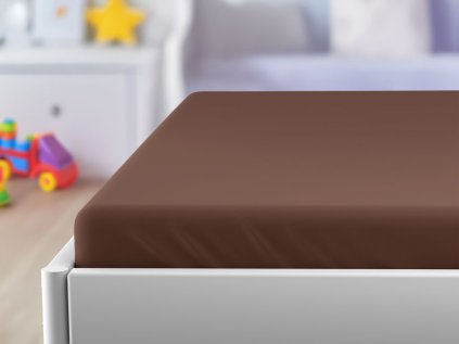 Cearceaf de jerseu pentru patut EXCLUSIVE 70x140 cm maro inchis