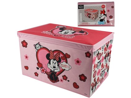 Velký úložný box na hračky MINNIE MOUSE 55x37 cm růžový