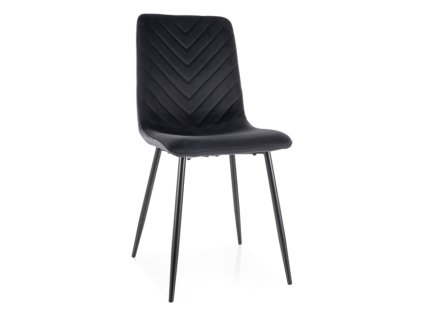 Elegantní jídelní židle DAREN VELVET černá s prošívaným sametem