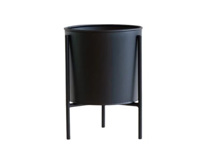 Ghiveci metalic cu suport MATHY 13x18 cm, negru